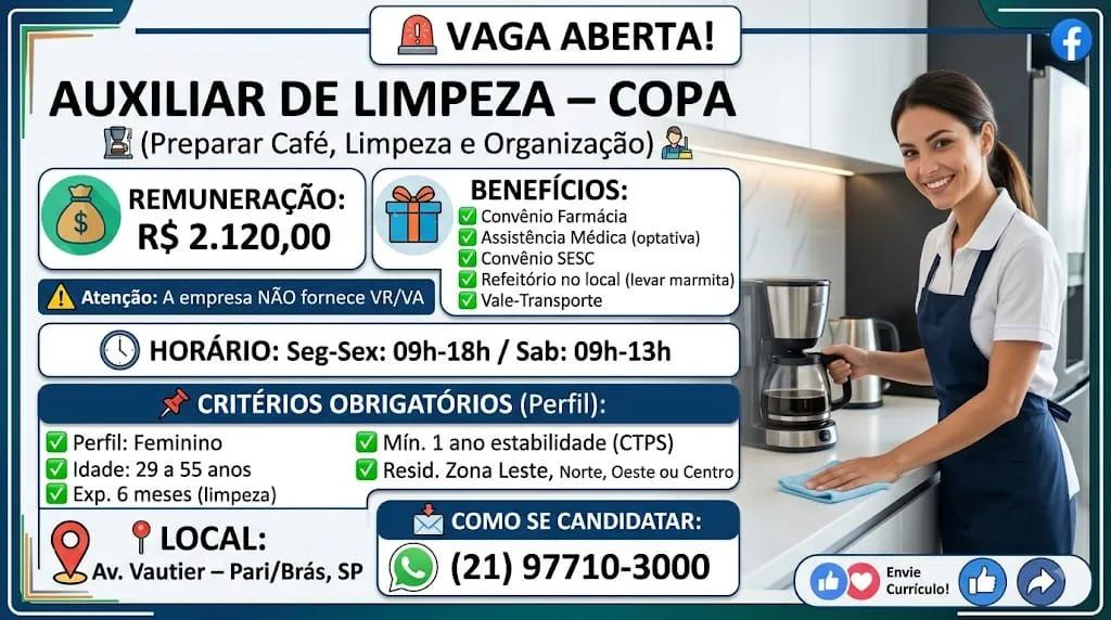 Auxiliar de limpeza - Copa