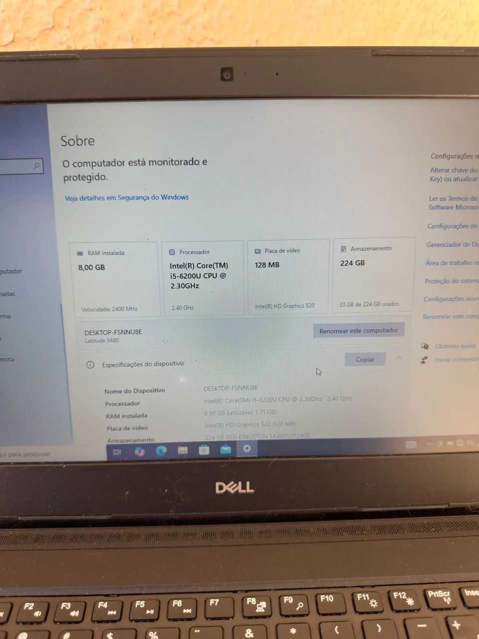 Notebook Dell i5 8GB RAM SSD 224GB - Foto 4