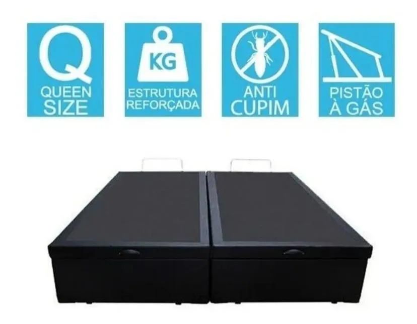 Cama box baú Queen Bipartido preta  - Foto 3