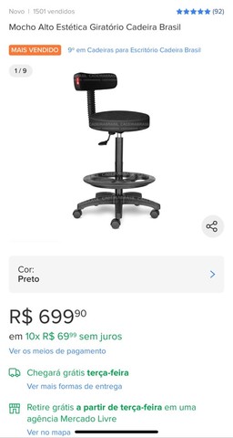 Mocho alto estética giratório - Cadeira Brasil 
