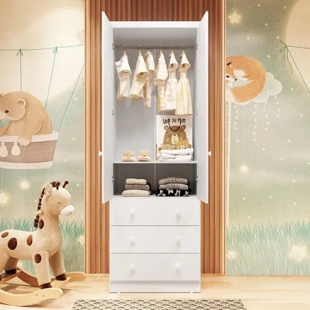 Guarda Roupa em MDF Infantil Luna 2 Portas e 3 Gavetas (Novo) - Foto 2