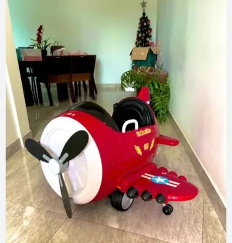 Mini Avião Elétrico Infantil 12V com Controle Remoto - Vermelho