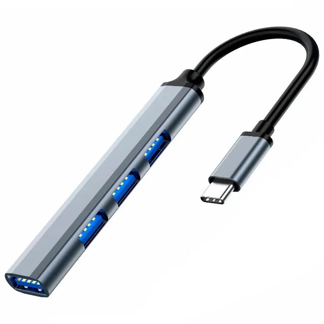 Hub USB-C Tipo C 4 Portas 1x USB 3.0 3x USB 2.0 Slim OTG Extensor PC Notebook Smartphone - Foto 3