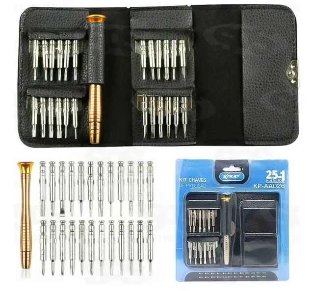 Kit Chaves De Precisão Fenda Torx Philips Multiuso 25 Em 1