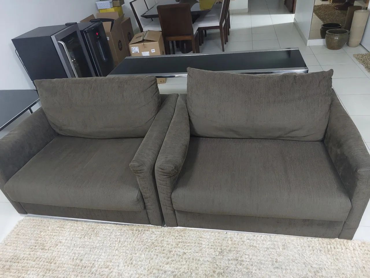 Sofá marrom chenille - Foto 3