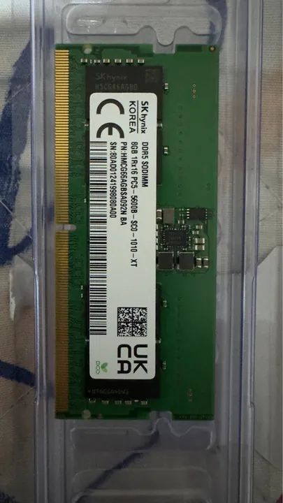 Duas Memórias RAM SK hynix DDR5 8GB 5600MHz