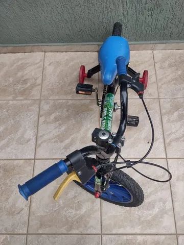 Bicicleta Infantil Azul Aro 16" com rodinhas Marca: Jungle Roar Brinke+ - Foto 3