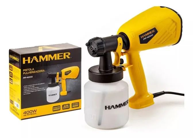 Pistola Pulverizadora de Pintura Hammer Pp4000 Com Bico Tripla Ação 400W 220V