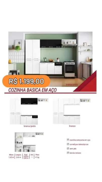 Armario De Cozinha Basica Em Aço