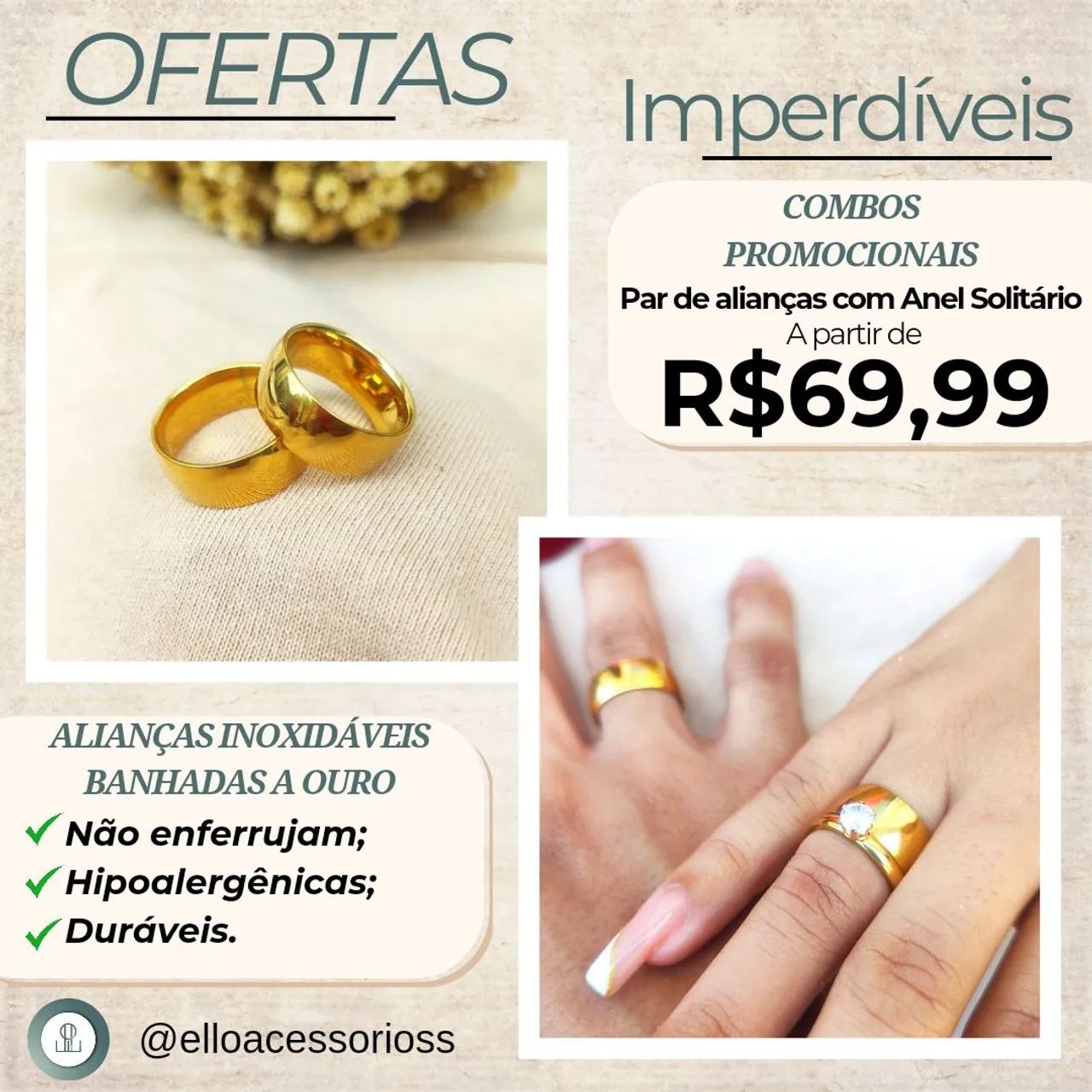 Par de Alianças de compromisso 
