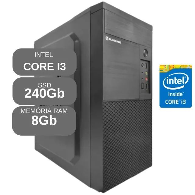 Computador Intel Core i3 - 8Gb Ram - SSD 240Gb - Pc Ideal -Trabalho e Estudos Loja Coimbra