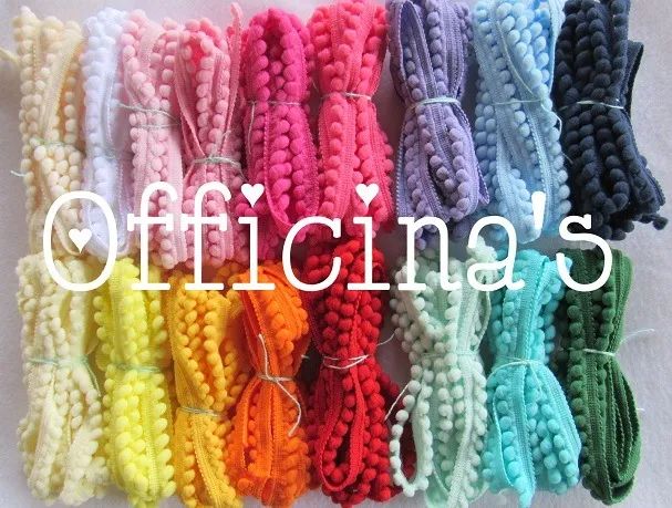 Fita grelot pompom mini HAK, rolinho com 2 metros de mesma cor - 13mm