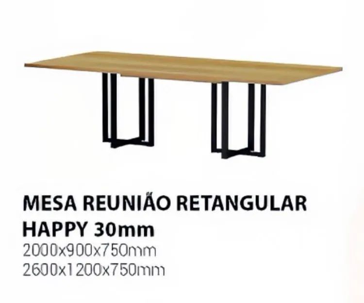 Mesa de Reunião Retangular Happy 30mm