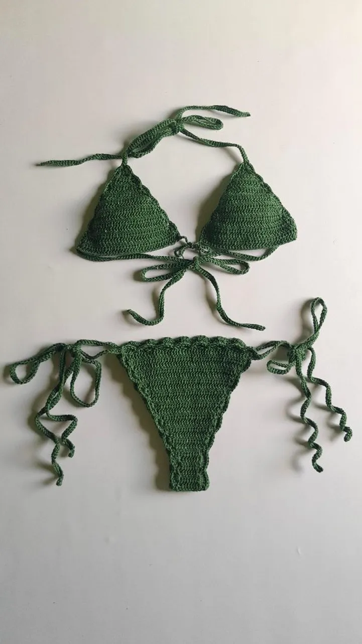 Biquíni Crochê Verde - Novo