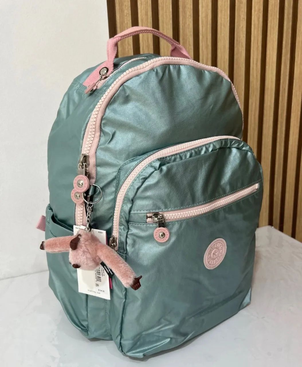 Mochila Kipling Verde Metalizada