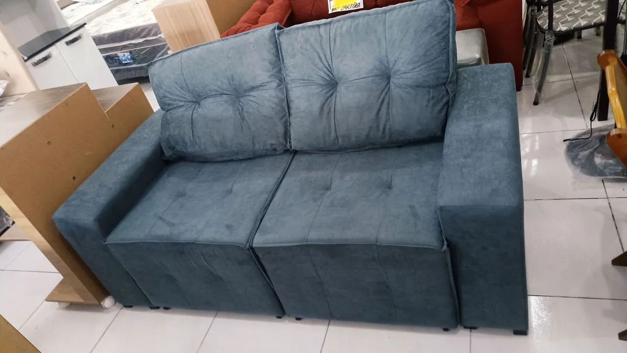 Sofá 2 lugares Retrátil em Tecido Suede-NOVO!!