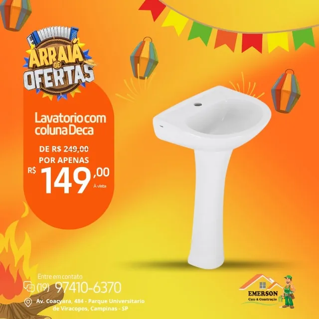 Lavatório com Coluna Deca - R$ 149,00 à vista