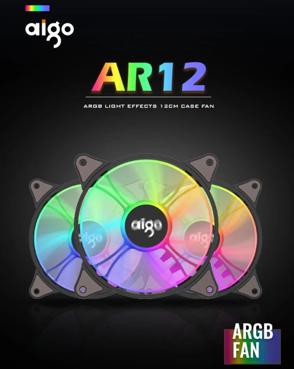 Kit 5 fans RGB Aigo AR12 + Controladora + Controle Remoto *Frete Grátis - Foto 4
