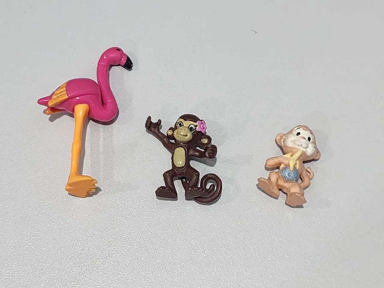 Miniaturas de Animais da Polly  Pocket- Flamingo e Macacos