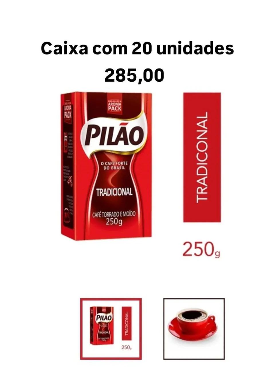 Café Pilão Tradicional 250g - Pacote com 20 unidades