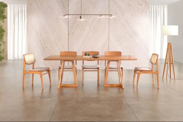 Mesa de Jantar com 8 Cadeiras com Telinha 200x100x76cm DIVIDIMOS EM ATÉ 10X SEM JUROS
