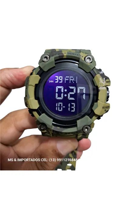 Relógio Skmei verde camuflado Digital Militar Anti-Shock 1968 50metros com cronômetro  - Foto 3
