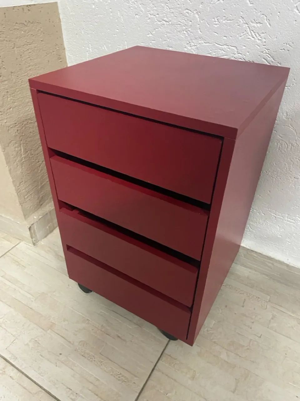 Gaveteiro 4 Gavetas Vermelho - Novo