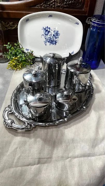 Conjunto de 5 peças para servir chá e café em inox - Foto 3