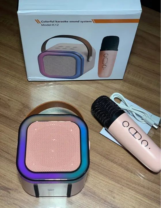 Caixa de som Karaokê com microfone sem fio Bluetooth - Foto 2