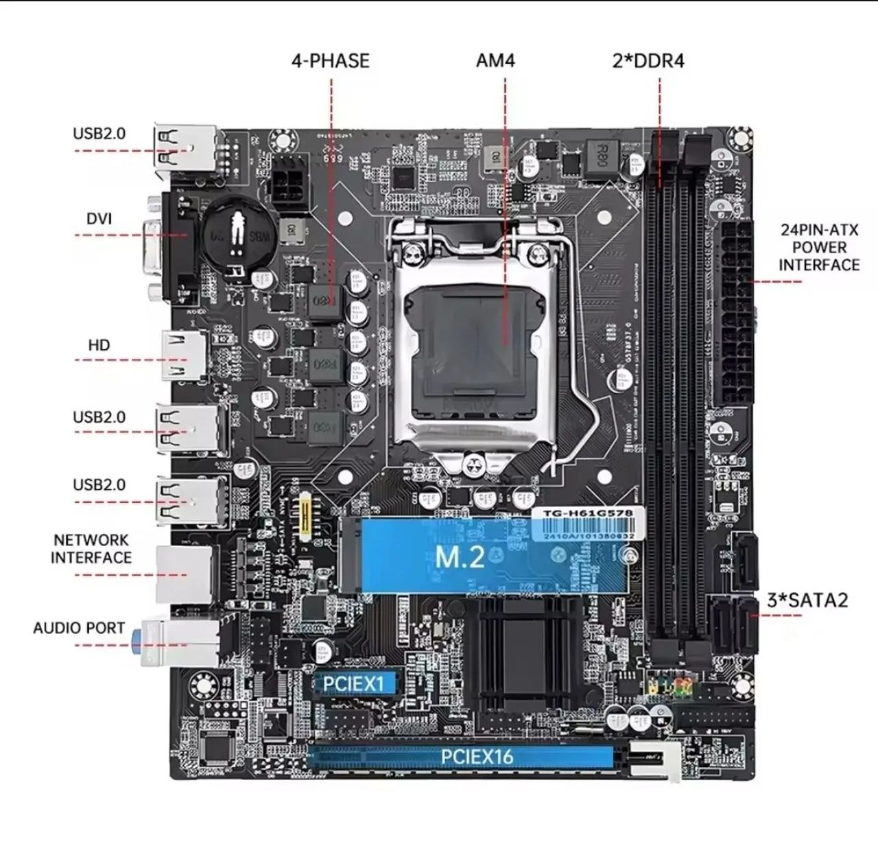 MOUGOL H61M 1155 DDR3 M2 MOTHERBOARD64302741602690124