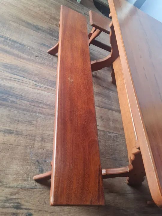 Conjunto de 4 bancos em Madeira Maciça - Foto 2