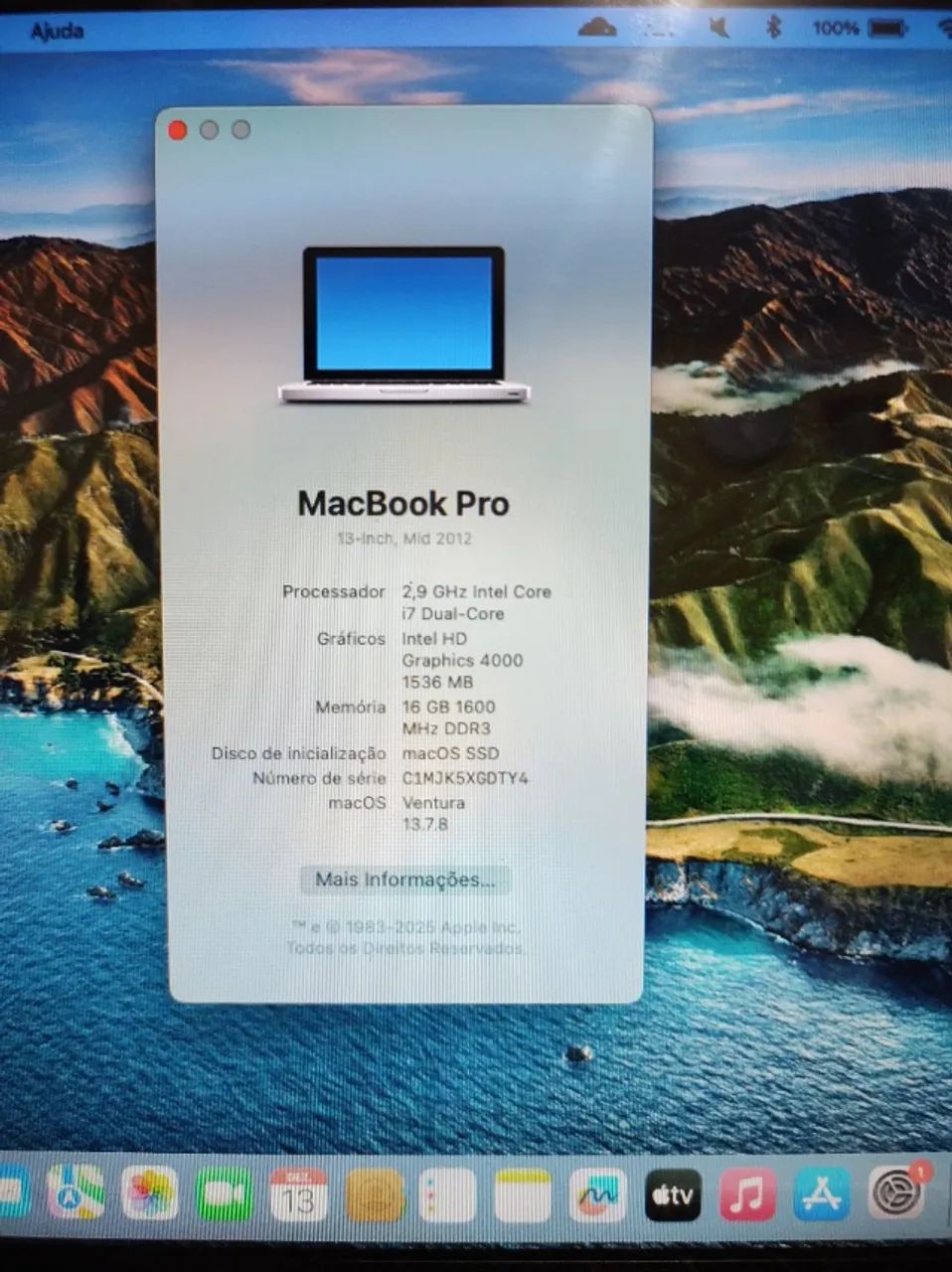 MacBook Pro A1278 2012 Intel Core i7 16GB SSD 240GB Backup 500GB
