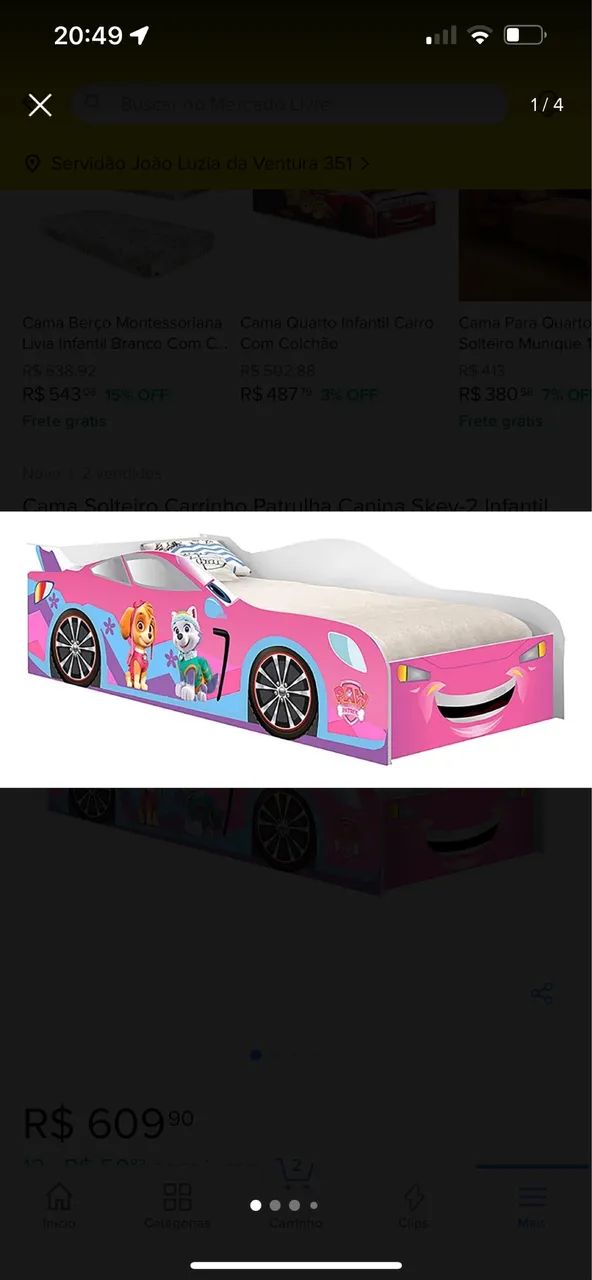 Cama Solteiro Infantil Rosa