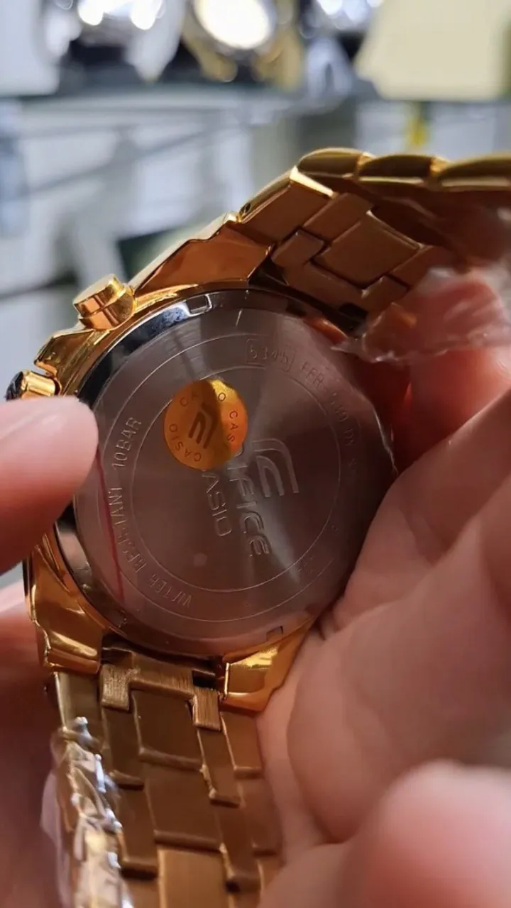 Relógio CASIO EDIFICE DOURADO FUNDO BRANCO MULTIFUNCIONAL