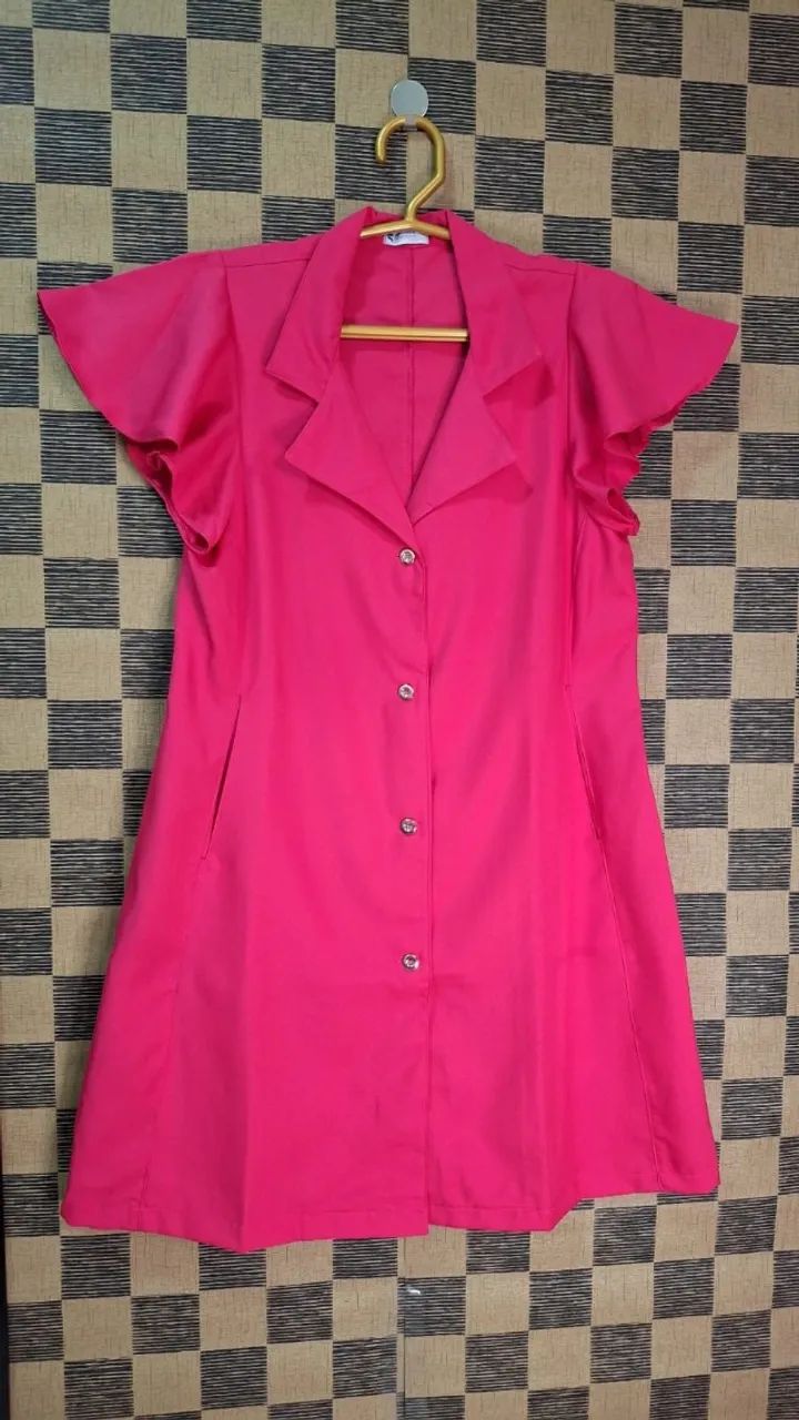 Jaleco Manga Cavada Estética Saúde Enfermagem Hospitalar Pink Tam 38