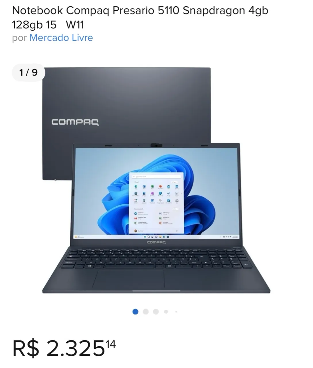 Notebook Compaq Presario 5110 Snapdragon 4GB 128GB
