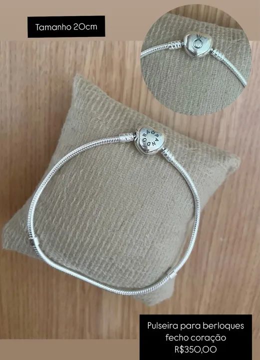 Pulseira para berloques Prata 925 legítima 