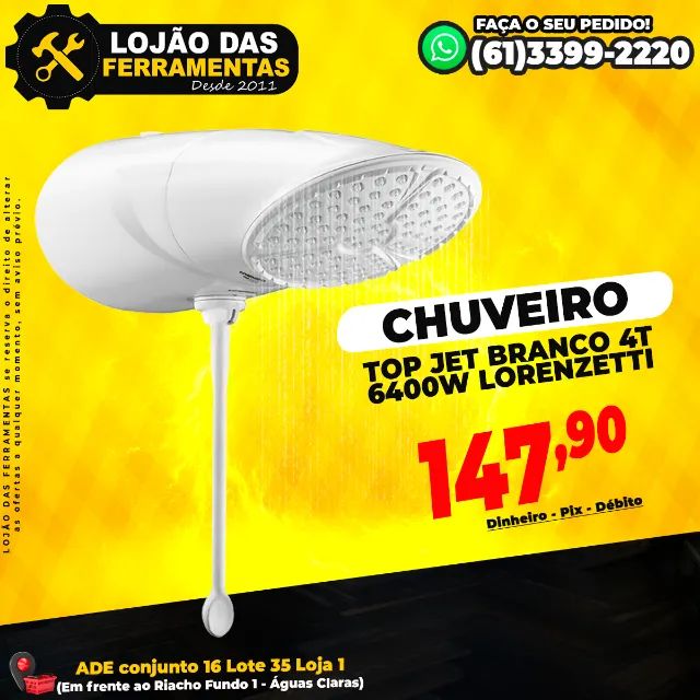 Chuveiro Top Jet Branco 4T 6400w Lorenzetti