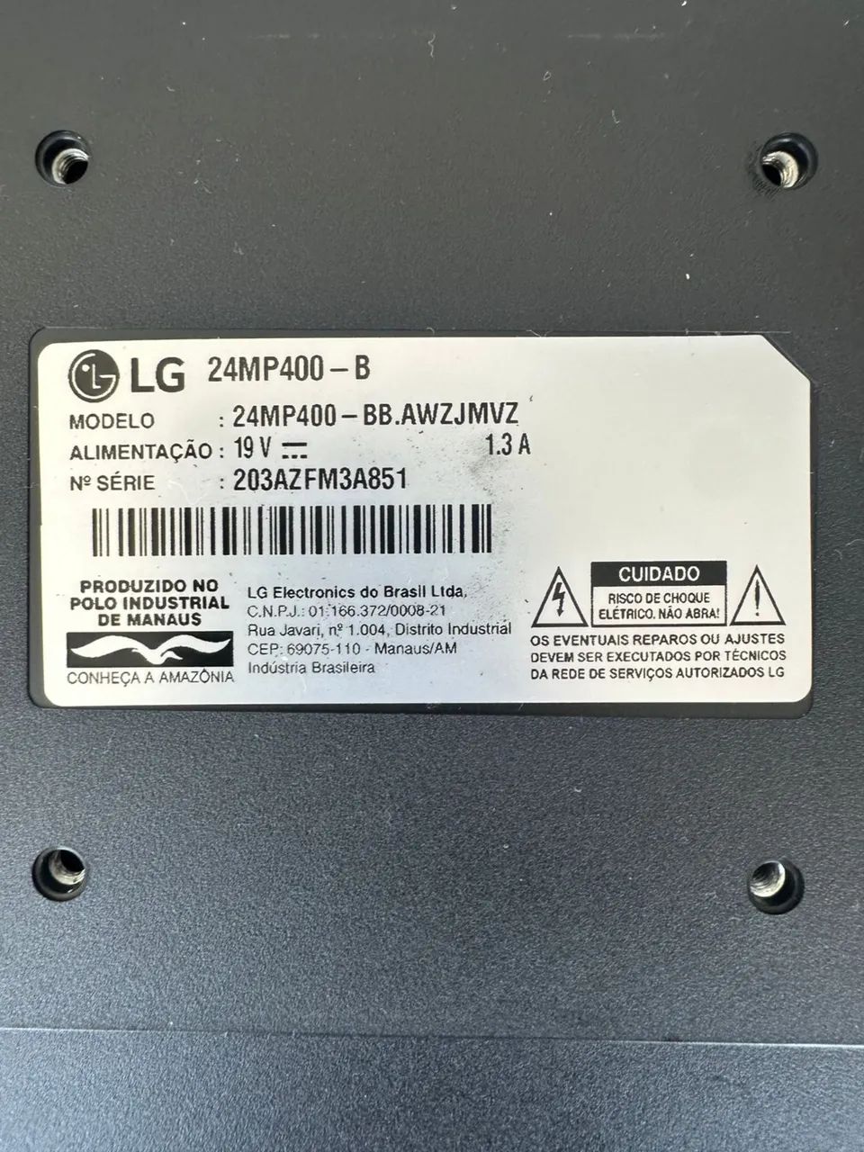 Monitor com tela trincada LG  23,8 Pol IPS Full HD 75Hz 5ms (GtG) HDMI AMD 24MP400-B - Foto 2
