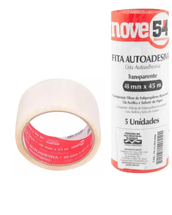 Kit 5 Rolos De Fita Adesiva Transparente - 48mmx45m 954