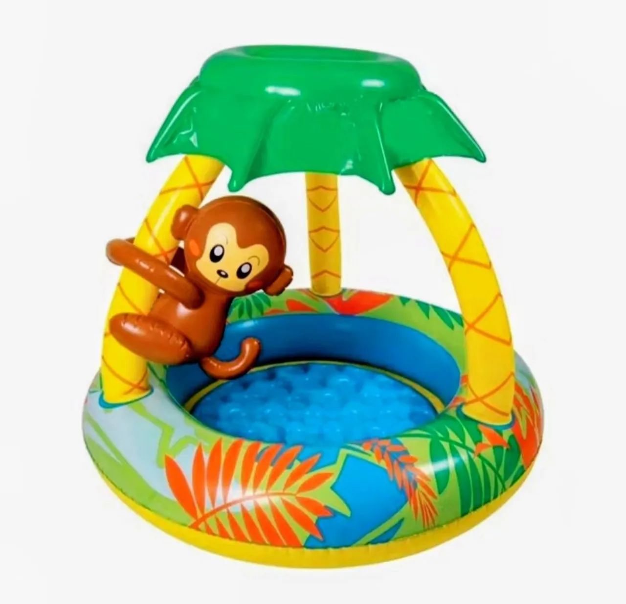Piscina Inflável Infantil Redonda Com Cobertura Macaquinho 53l