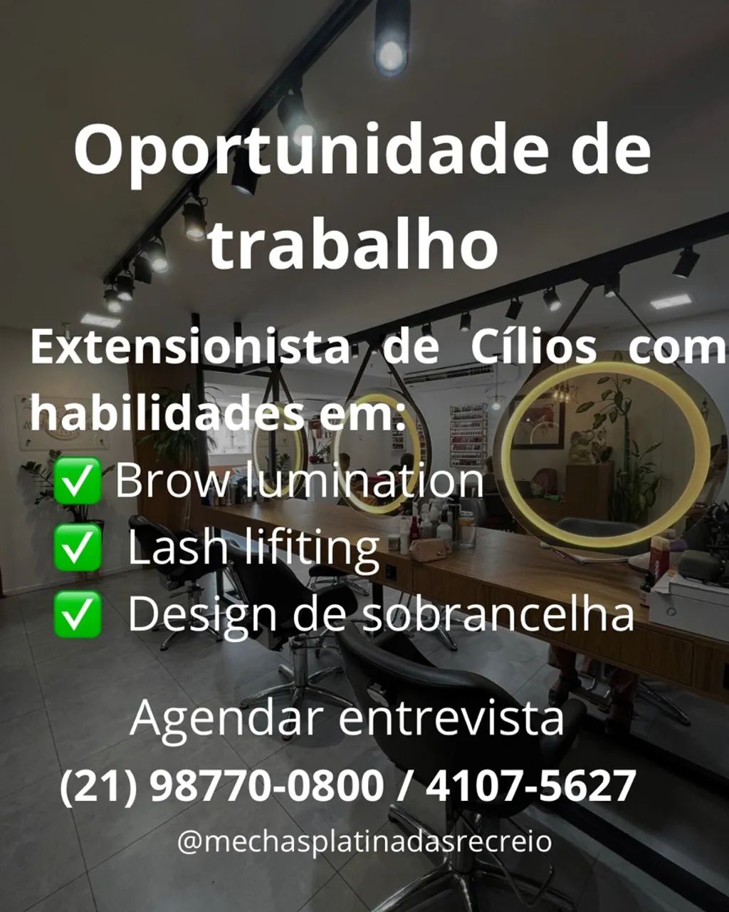 Extensionista de cílios - Oportunidade de trabalho
