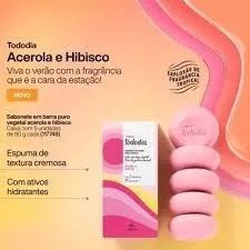 Sabonetes em Barra Natura TodoDia Acerola e Hibisco 5 Unit de 90g 