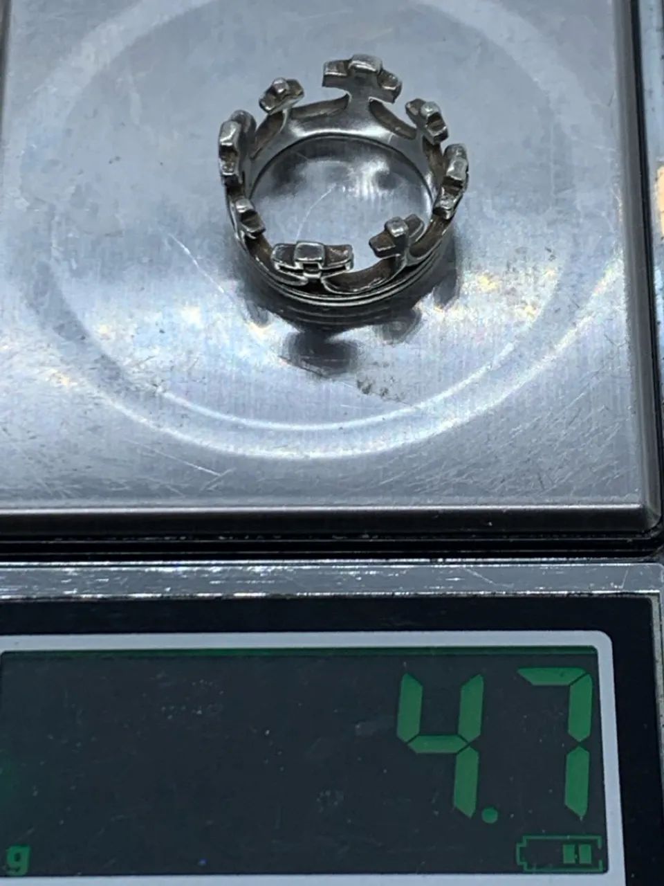 Anel de prata 925 com coroa tamanho 10 - Foto 4