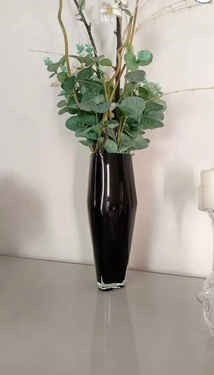 Vaso Vidro Preto 27cm