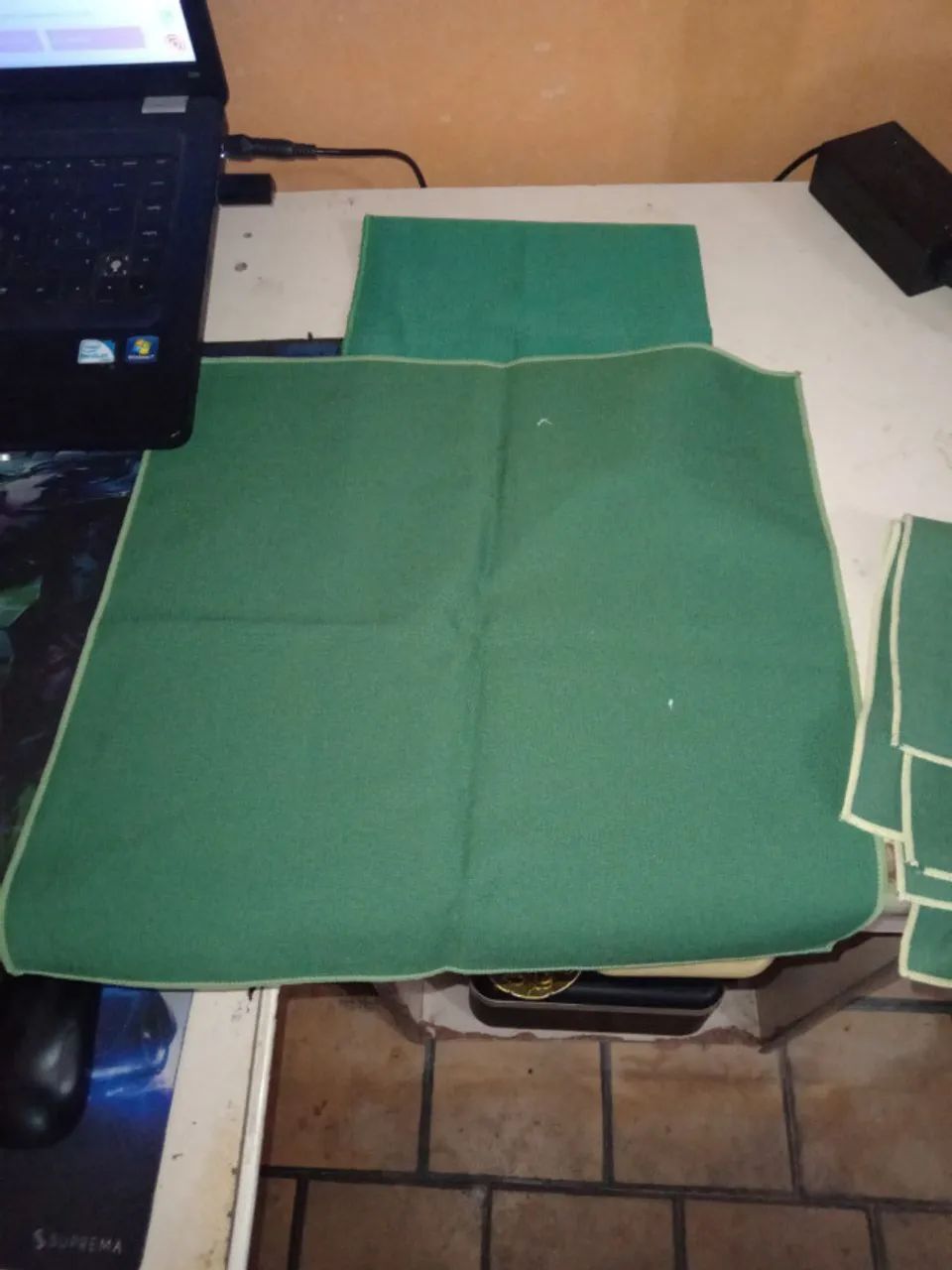 Antigo Kit de Guardanapo Verde Bandeira Algodão Brim - Foto 4