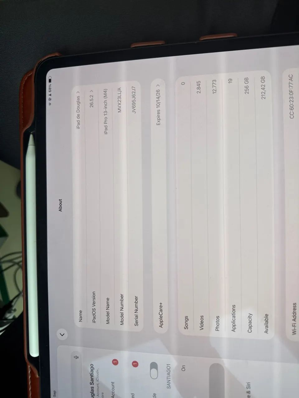 iPad 13 M4 256gb com capa