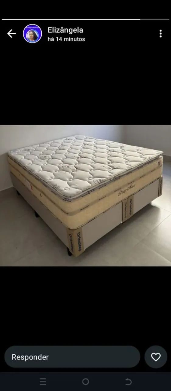 Cama queen size com colchão confortável
