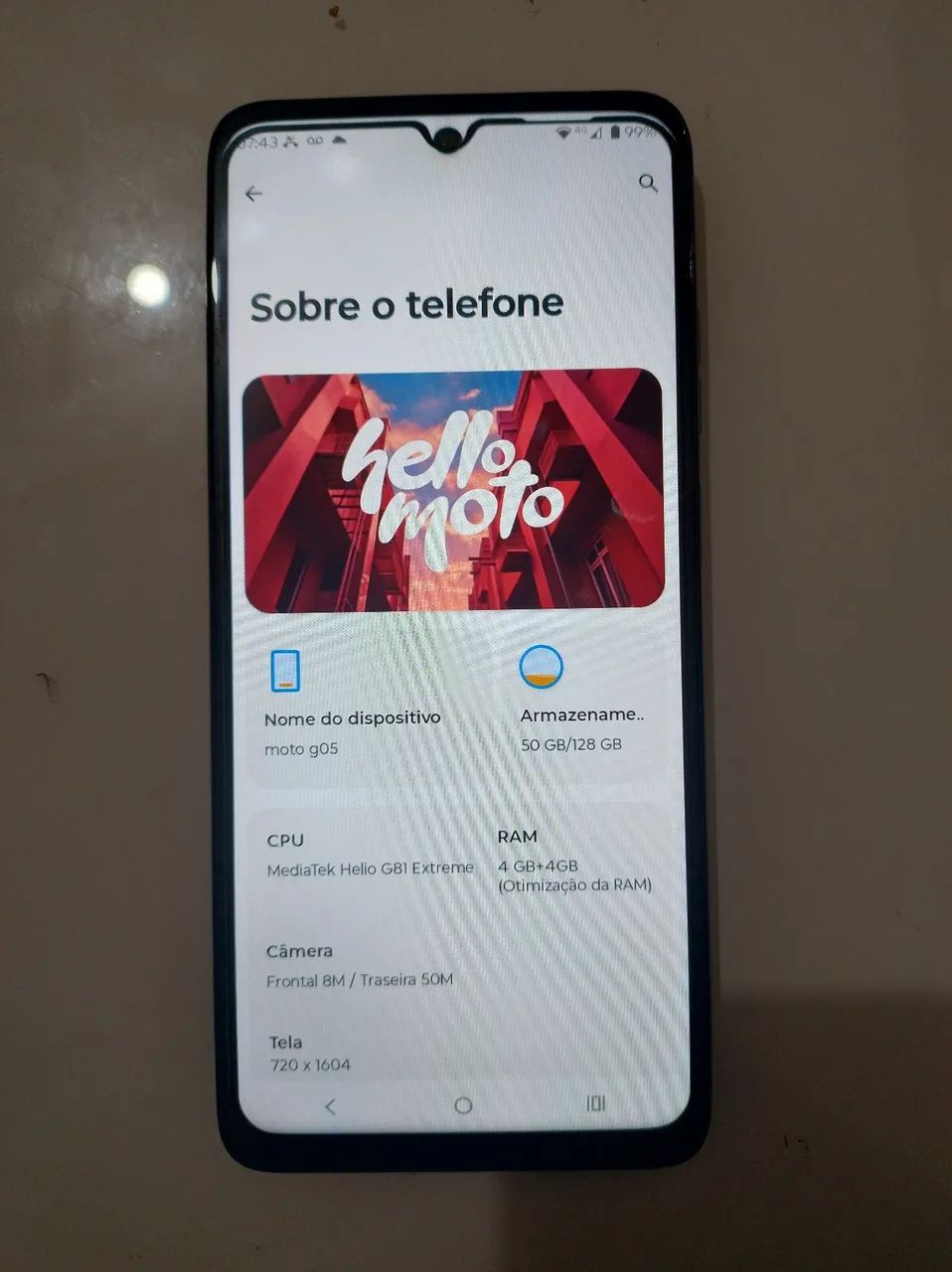 Moto G05 128 GB 4+4 GB RAM Tela de 6.7 polegadas 