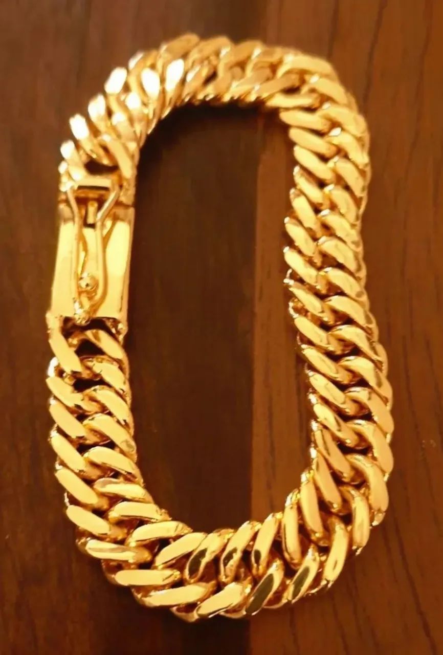 Lindíssima pulseira 13mm banhada a ouro 18k nova  - Foto 2